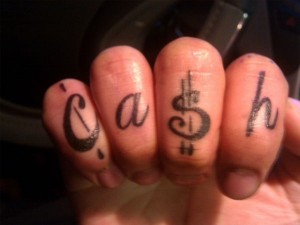 Cash Knuckle Tattoo
