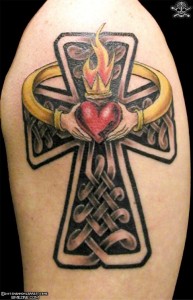 Celtic Cross and Sacred Hearth Faith Tattoo