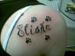 Paw Print and Name Tattoo