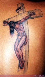 Crucifix Cross Tattoo on Back