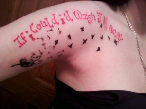 Colored Ink Quote dandelion tattoo Colored Ink Quote dandelion tattoo