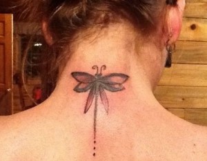 Dragonfly Neck Tattoo