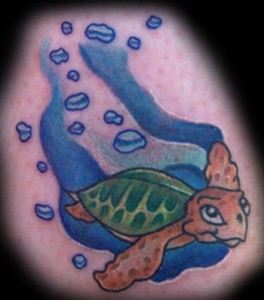 Swimming Turtle Tattoo