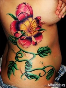 Beautiful Flower Ribcage Tattoo