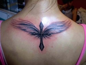 Cross and Wings Faith Tattoo