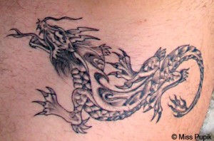 Black Ink Japanese Dragon Tattoo