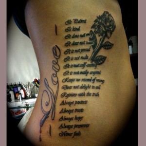 Love is... Bible Verse Tattoo Love Bible Verse Tattoo