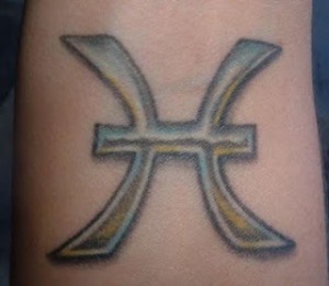 Classic Astrological Symbol Pisces Tattoo