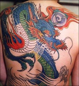 Large Colorful Japanese Dragon Tattoo