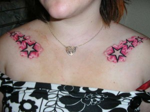 Stars Collar Bone Tattoo