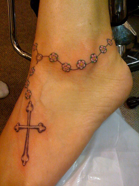 Rosary Tattoo On Foot  Tattoo Designs Tattoo Pictures