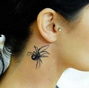 Black Widow Neck Tattoo