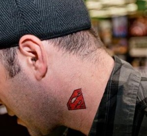 Superman Logo Neck Tattoo