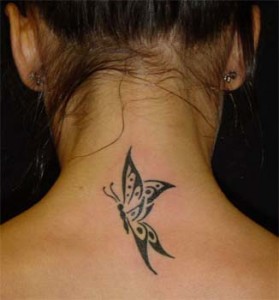 Butterfly Neck Tattoo