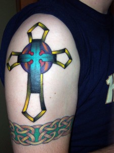 Celtic inspired cross tattoo