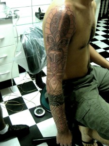 Full arm polynesian tattoo design