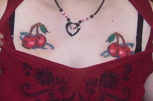 Paired Cherries Collar Bone Tattoo Paired Cherries Collar Bone Tattoo