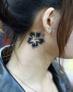 Hibiscus Neck Tattoo