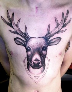 Deer Tattoo on Chest