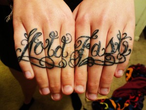 Inscription Knuckle Tattoo