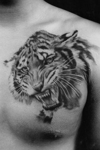 Tatuajes de tigres blancos feroces