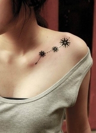 Stars Collar Bone Tattoo