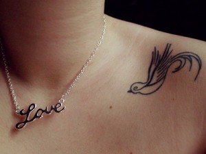 Single Dove Collar Bone Tattoo