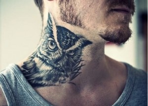 Owl Neck Tattoo