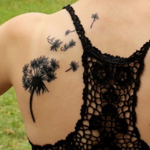 Shoulder Blade Dandelion Tattoo
