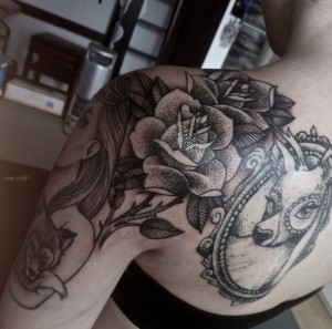 Themed Black Rose Tattoo