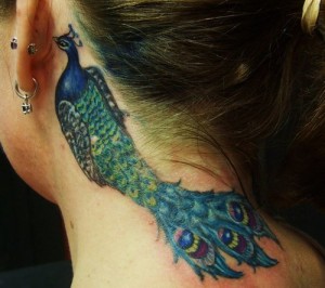 Peacock Neck Tattoo