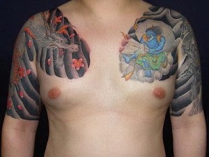 Colorful Chest Flower Tattoo