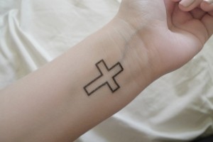 Line Art Cross Tattoo