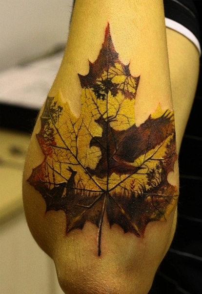 yellow tree tattoo
