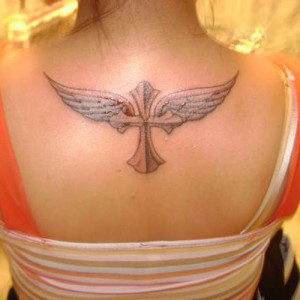 Cross with Wings Tattoo