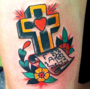 Colorful Cross Tattoo