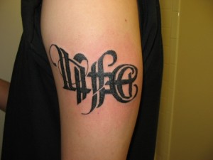 Life and Death Ambigram Tattoos for men