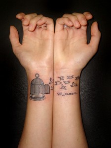Cage with Birds Wrist Tattoo