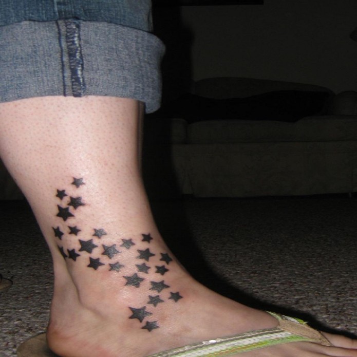 stars tattoo on ankle