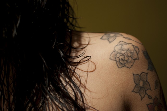 flower tattoo on shoulder