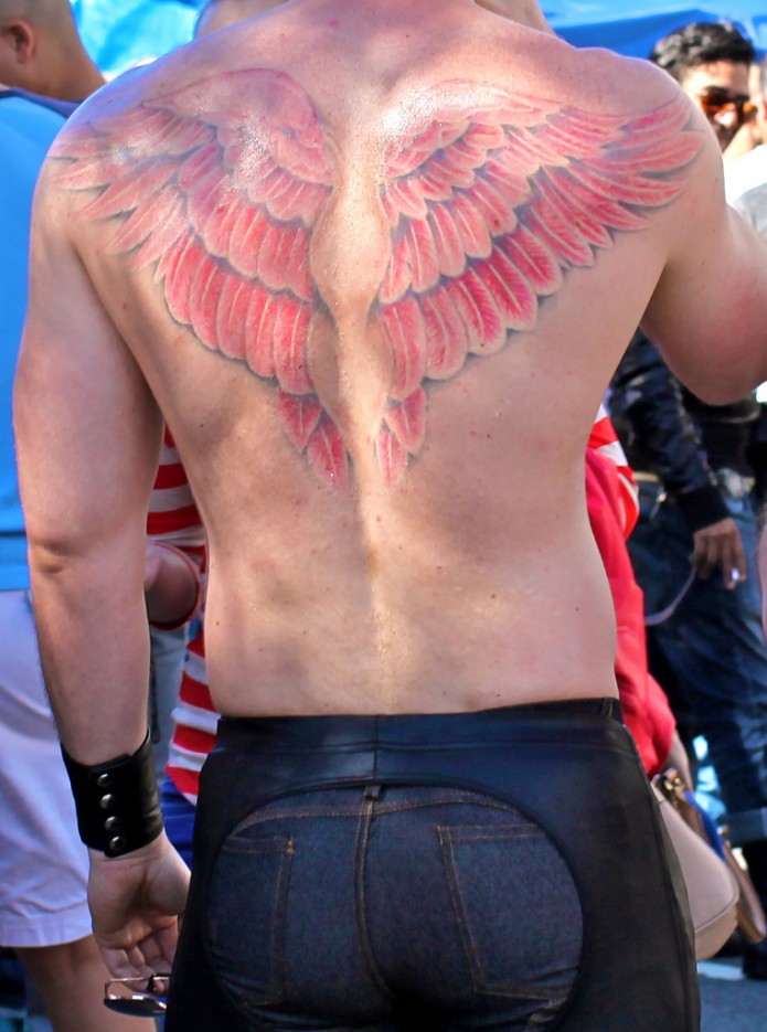 angel wings tattoo on back