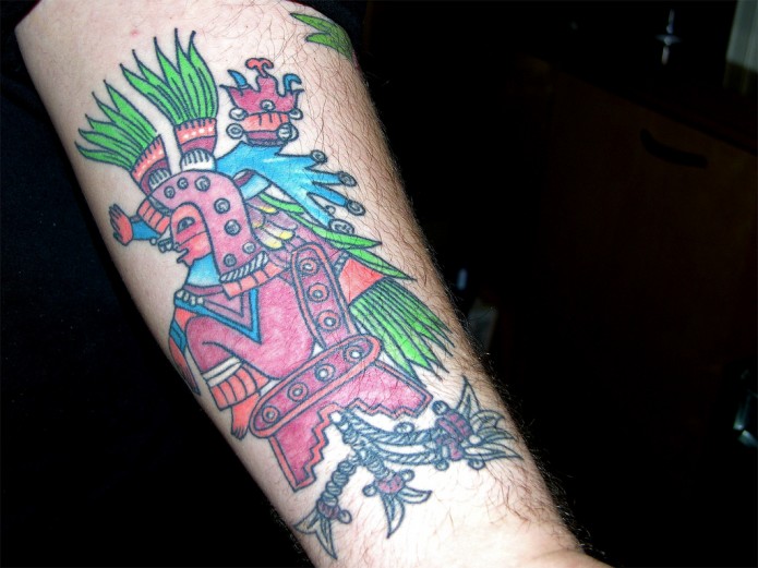 aztec tattoo on forearm