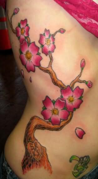 cherry blossom tattoo on side