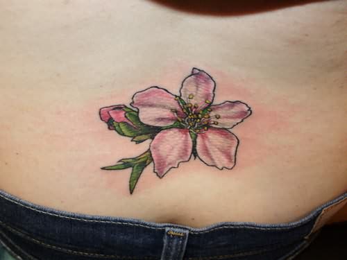 cherry blossom tattoo on lower back