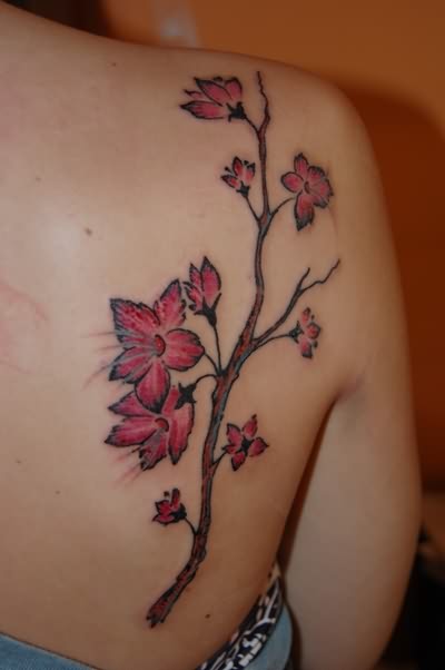 cherry blossom tattoo on back