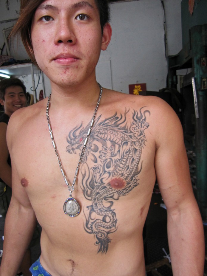 dragon tattoo on chest