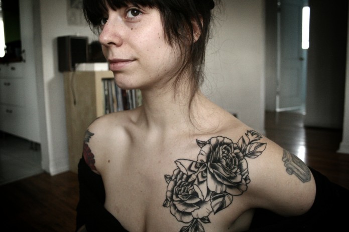rose tattoo on chest