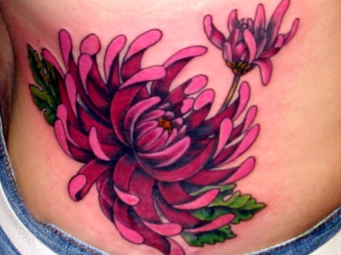 flower tattoo on waist