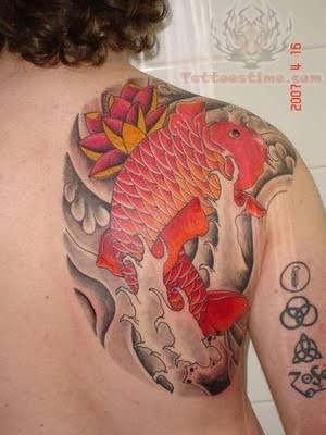 koi fish tattoo on shoulder