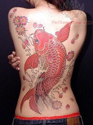 koi fish tattoo on back